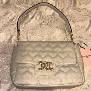 💕 [VALENTINE] NWT Juicy Couture Bling Heart Embodied Cream/Beige Handbag‎